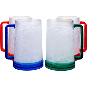 Bar Hogar Hotel Restaurante Fiesta de bodas 16 oz Gel de plástico de doble pared Frosty Congelador Cerveza de hielo Jugo Taza de agua - Product Image 2