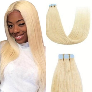 Cabello LSY # Extensiones de Cabello Humano Remy Vietnamita Rubio Platinado 613 con Tramas Invisibles y Cinta Adhesiva Fuerte - Product Image 1