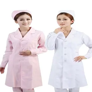 Dacron-Botones gruesos de manga larga unisex, salones de belleza, uniforme de médico, enfermera, OEM