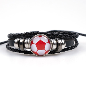 Fuente de comercio electrónico transfronterizo, pulsera de fútbol europea y americana para fanáticos, pulsera de cuero que rodea, popular con cuentas para hombres - Product Image 5
