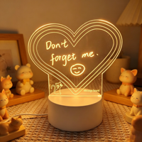 Veilleuse LED 3D DIY avec tableau d'affichage acrylique réinscriptible et créatif, idéale comme cadeau