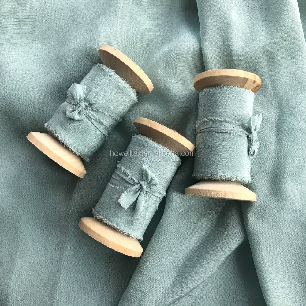 Однотонная 100% шелковая лента креп-лента 1 ''для художников на свадьбу потертые края