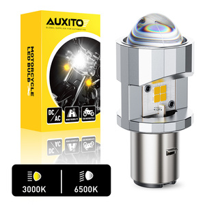 Auxito BA20D H6 LED ไฟหน้ารถจักรยานยนต์หลอดไฟ3000LM 6000K 3000K สีขาวอำพันคู่สี Hi-Lo บีมพลังงานสูง - Product Image 1