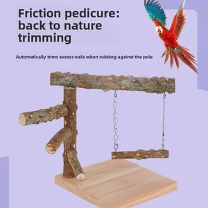 Plateforme interactive carrée en bois massif pour cage à oiseaux, station d'activités et étagère pour perroquets Xuanfeng, Tiger Skin, Peony - Product Image 1