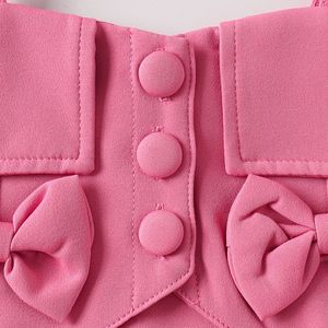 Conjunto de Verano para Niñas Estilo Europeo y Americano, Top con Tirantes, Falda Corta con Lazo y Cinturón, Tres Piezas - Product Image 4