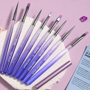 8Pcs Gradient Purple Japanese Nail Art Pen Set Acrylic Handle Soft Bristles for UV Gel Blending - Product Image 4
