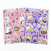 Feuilles d'autocollants PVC personnalisés A4 A5 A6 imperméables, motifs de dessins animés mignons, découpés à la forme, sans quantité minimale de commande pour étiquettes d'emballage