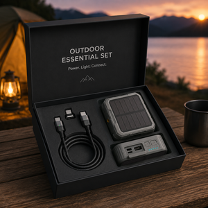 Ensemble Essentiel pour l'Extérieur avec Chargeur Solaire et Gobelet Isotherme – Design Moderne, Plastique Gris – Hydratation Où Qu'il Se Produise - Product Image 3