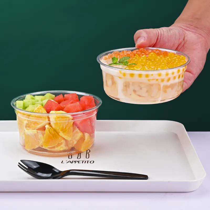 Disposable fruit with ice powder packaging box set up sugar water cake dessert fruit with ice powder special bowl