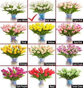 <span class=keywords><strong>Bouquet</strong></span> <span class=keywords><strong>de</strong></span> fleurs artificielles tulipes blanches, 10/30 pièces, véritables Touch, fleurs PU, fleurs en Latex pour <span class=keywords><strong>mariage</strong></span> - Product Image 6
