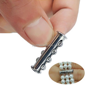 ตัวล็อคสายแบบสไลด์เครื่องประดับทอง18K,เข็มกลัดปิด2 3 <span class=keywords><strong>4</strong></span>แถวสำหรับทำสร้อยข้อมือหลายเกลียวทำจากมุกอัญมณี - Product Image 1