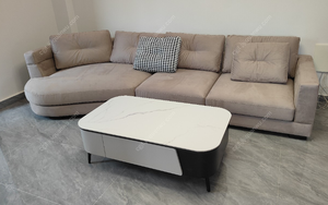 <span class=keywords><strong>Table</strong></span> <span class=keywords><strong>basse</strong></span> de salon de style minimaliste moderne avec rangement, plateau en pierre blanche neige de 6 mm, écologique et durable - Product Image 6