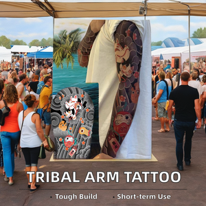 Plantilla de cuerpo de transferencia de agua de brazo completo de larga duración para <span class=keywords><strong>hombre</strong></span>, diseño Tribal blanco, tatuaje temporal, pegatina <span class=keywords><strong>Sexy</strong></span> impresa a la moda - Product Image 3