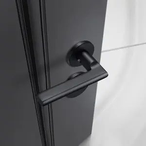 Modern Space Aluminum Round Rod Door Lock Handle Lock Indoor Door Handle Wooden Door Lock