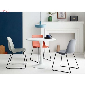 Modern <b>Dining</b> <b>Chair</b> with Metal Legs Smooth <b>Plastic</b> Seat Backrest Ergonomic Curved Design Sleek Frame for <b>Dining</b> Room - Product Image 4