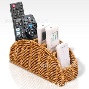 Imitation Rattan Storage Basket Rectangle <b>Standing</b> Type Eco Friendly Office Organizer For Remote <b>Control</b> And Small Items - Product Image 5