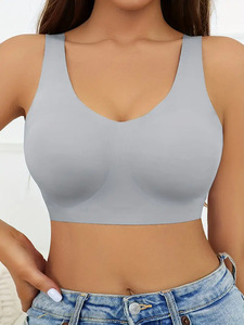 Soutien-gorge <span class=keywords><strong>de</strong></span> <span class=keywords><strong>sport</strong></span> sans armatures, entièrement rembourré, sans couture, pour femmes, à porter au quotidien, respirant, doux pour la peau, léger, effet <span class=keywords><strong>push</strong></span>-<span class=keywords><strong>up</strong></span> - Product Image 2
