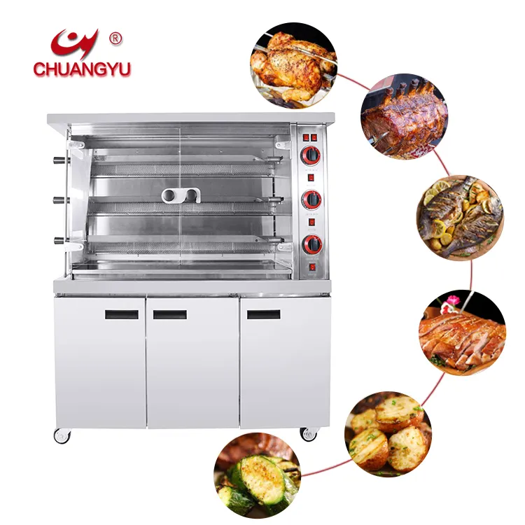 Chuangyu Nice price vertical 3/6/9 rods commercial roasted chicken rotisseries machine chicken rotisserie oven