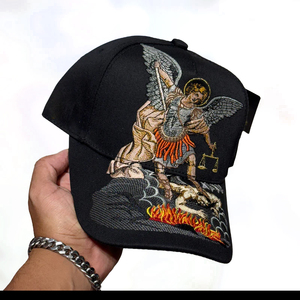 Gorras de Béisbol Ajustables de 5 Paneles con Forro de Satén y Gamuza 100% Algodón, Bordado de Arcángel San <span class=keywords><strong>Miguel</strong></span>, Chip NFC, Gorra Personalizada al por Mayor - Product Image 1
