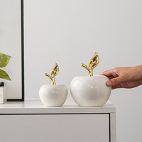 Décorations de pommes en céramique de haute qualité avec tige dorée pour la décoration intérieure du salon