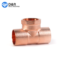 D & R nouveau 3 voies 5/8 pouces femelle 16mm soudage laiton té pressions normales connecteur tuyau d'eau plomberie tuyau cuivre raccords