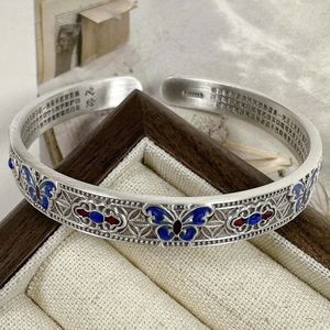 Xinfly Fashion's Beautiful Fine <b>Bracelet</b> Jewelry Pure <b>Silver</b> 99.9 Good Luck Butterfly Enamel <b>Bangle</b> - Product Image 1