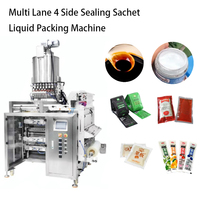 Machine d'emballage VFFS 2-8 voies pour liquides, pour sachets d'échantillons, bain de bouche, tonique facial, boisson vitaminée, 30 coupes/min, scellage 4 côtés