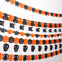 Guirlande d'Halloween 3m/2m avec têtes de fantômes, araignées et citrouilles en papier pour décorations murales de fête et de maison