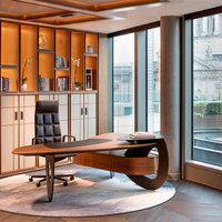 Bureau de direction artistique irrégulier, design italien moderne, en bois massif, avec pieds en métal, pour bureau de luxe à domicile