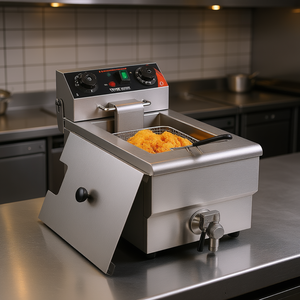 Freidora eléctrica comercial Vevor de mostrador, 1500W, 11.6Qt, acero inoxidable, control manual, para uso comercial - Product Image 2