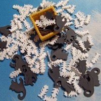 Lot de 500g de tranches d'argile polymère en forme de chat noir et d'arêtes de poisson blanches, paillettes pour slime, coupes de boules de neige et remplissage de résine artisanale
