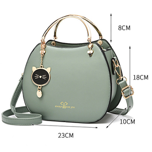 Nouveau <span class=keywords><strong>sac</strong></span> à <span class=keywords><strong>main</strong></span> <span class=keywords><strong>rond</strong></span> avec poignée, <span class=keywords><strong>sac</strong></span> à bandoulière pour femme, <span class=keywords><strong>petit</strong></span> <span class=keywords><strong>sac</strong></span> à <span class=keywords><strong>main</strong></span> en cuir PU de luxe pour femme avec pendentif chat - Product Image 2
