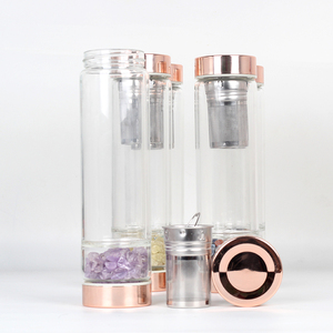 Bouteille en cristal avec couvercle en or Rose, pierres précieuses naturelles, en Quartz, avec Logo personnalisé - Product Image 6