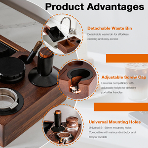 Own Mold Snap-on Disassembly Eco-Friendly Classic Barista Tools Wood Tamping Station with Knockbox - Product Image 2