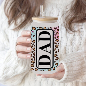 สติกเกอร์ยูวี DTF ขวดน้ำสีทองขนาด16ออนซ์ถ้วยสำหรับคุณพ่อที่ดีที่สุด - Product Image 2