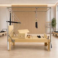 Appareil de Pilates 3-en-1 en bois d'érable massif, Reformer Cadillac Combo avec table trapèze haute, pour entraînement du tronc, usage domestique et studio