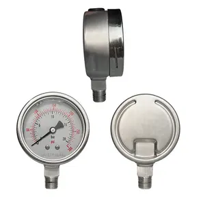 Shatter-proof stainless steel analog glycerine fillable bar manometer shock resistance pressure gauge pressure meter