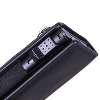 Dompet Lipat Tiga Kulit PU Kustom dengan Penjepit Uang, Pemblokir RFID, Tempat Kartu Aluminium Pop Up, dan Kantong Resleting