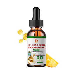 Formule à haute absorption, gouttes liquides de citrate de calcium pour femmes, soutient la force osseuse avec D3+K2, complément alimentaire pour le soutien osseux - Product Image 1