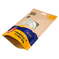 Sacs en papier kraft brun personnalisés pour aliments, livraison à domicile, sachets debout avec fermeture éclair, emballage avec fenêtre transparente pour imprimante, doypack