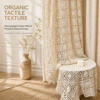 Rideau carré ajouré en crochet style bohème, voilage polyvalent pour fenêtre, séparateur de pièce, rideau de café, rideau de porte