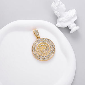 Collier pendentif couronne plaqué or style Hip Hop chaîne à maillons en alliage et diamant avec <span class=keywords><strong>Cora</strong></span> De Aleacion Colgante De Corona - Product Image 4