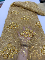 NI.AI fond noir Tulle Net dentelle luxe perlé séquence maille dentelle tissu Nigeria femmes robe de mariée matériel