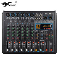 Console de mixage USB compacte 6 canaux Smart 6, console audio professionnelle pour utilisation en direct, en DJ et en studio