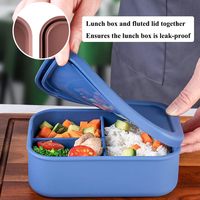 Boîte à lunch Bento en silicone à 3 compartiments Boîte à lunch anti-fuite sans BPA Boîtes de rangement pour aliments pour adultes et enfants