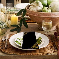 Luxuriöse Hochzeits-Papierservietten in Schwarz mit Goldfolienrand und Elegantem Muster für Partys, Events, Mittagessen und Abendessen