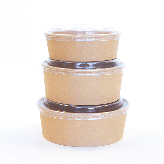 100% Eco-Friendly Disposable Round Paper Bowl with Lids Take-Away Food Container Premium Paper Plates & Bowls