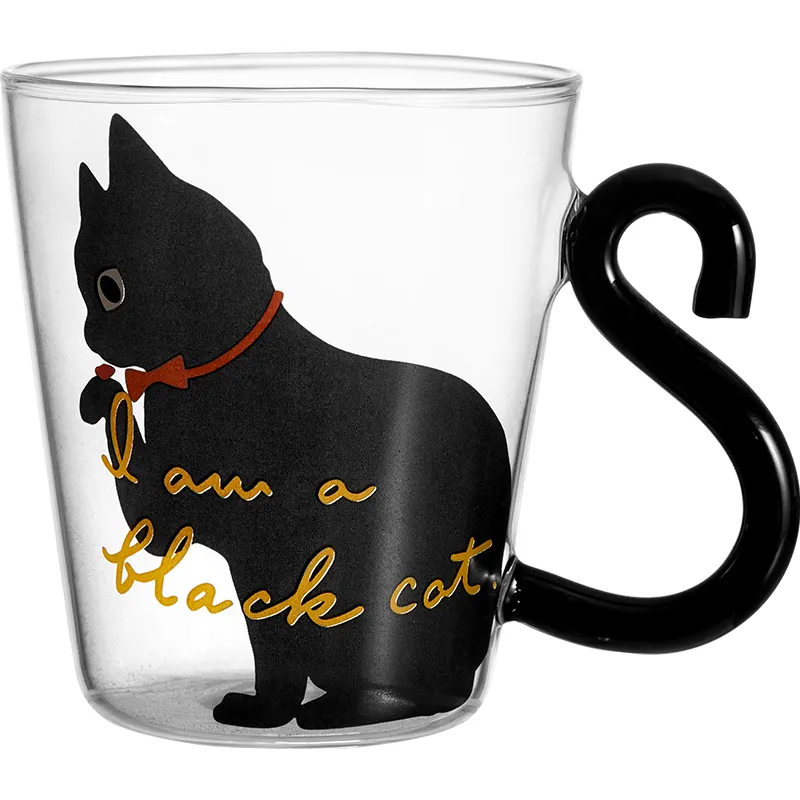 Creative Cute Design Cat Tail Gifts Milk Coffee Mug With Spoon Home Office Glass Drinking Cup