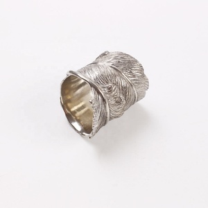 Rotola <span class=keywords><strong>in</strong></span> su La Foglia Originalità Antico <span class=keywords><strong>Argento</strong></span> Anelli di Tovagliolo Per La Cerimonia Nuziale Sala Da Pranzo - Product Image 2