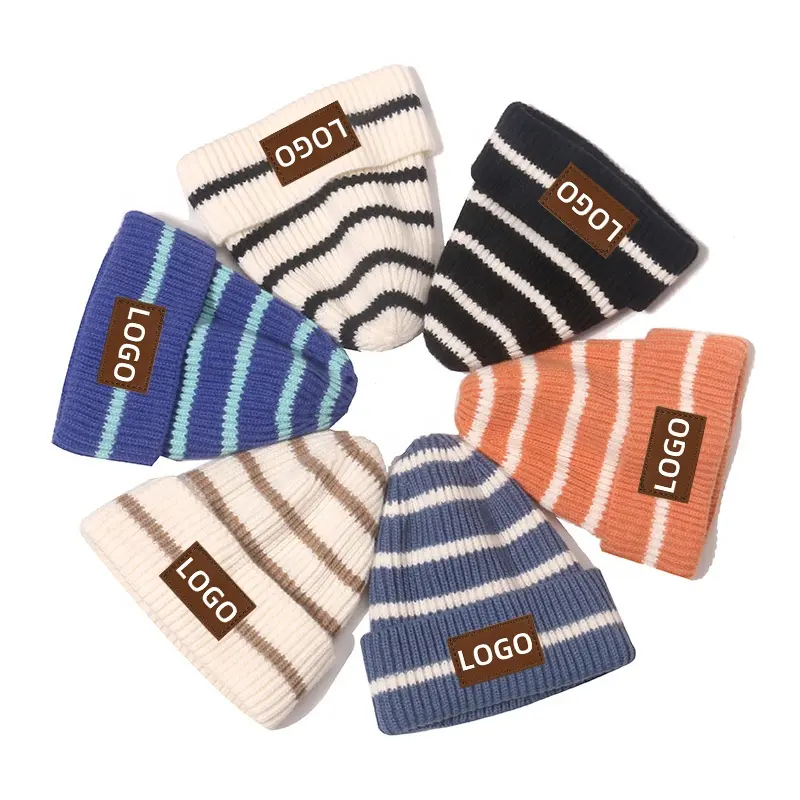 2022 manufacturer wholesale custom Unisex Soft Stretch Knit Crochet Hat Skullcap Winter Warm Cuff Wool Knitted Beanie Hat
